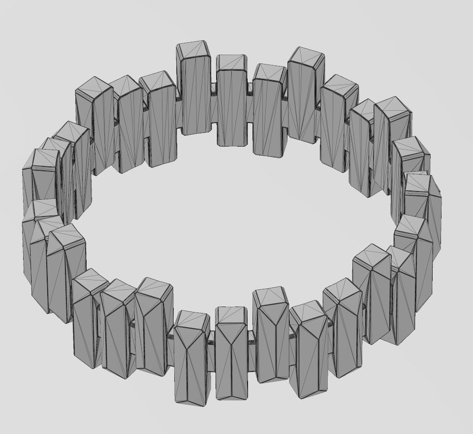 Faceted gold bar pattern band US size 6 7 8 3D print model_15