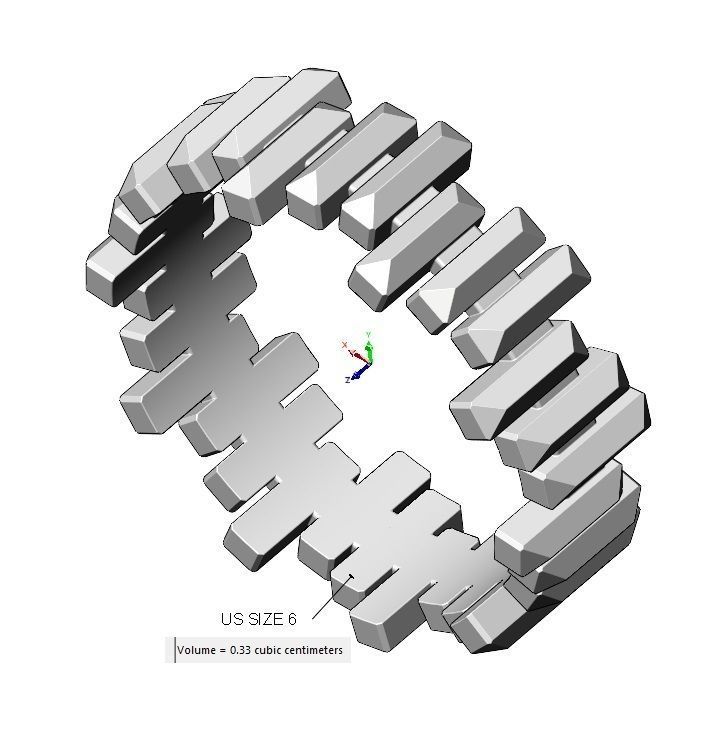 Faceted gold bar pattern band US size 6 7 8 3D print model_18