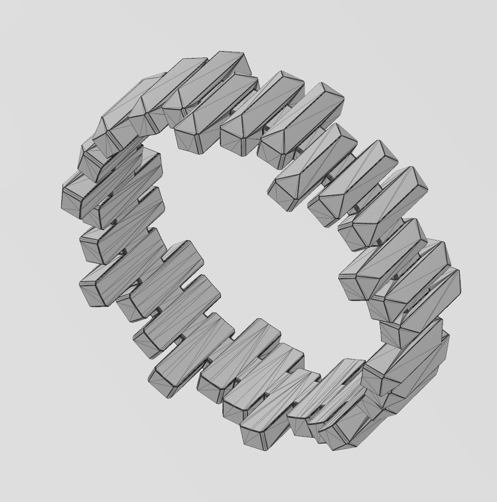 Faceted gold bar pattern band US size 6 7 8 3D print model_14