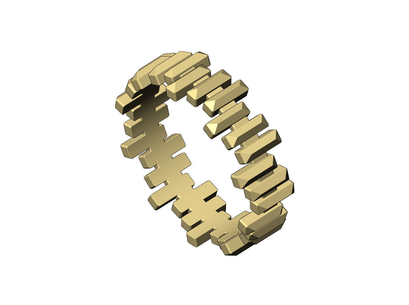 Faceted gold bar pattern band US size 6 7 8 3D print model_5