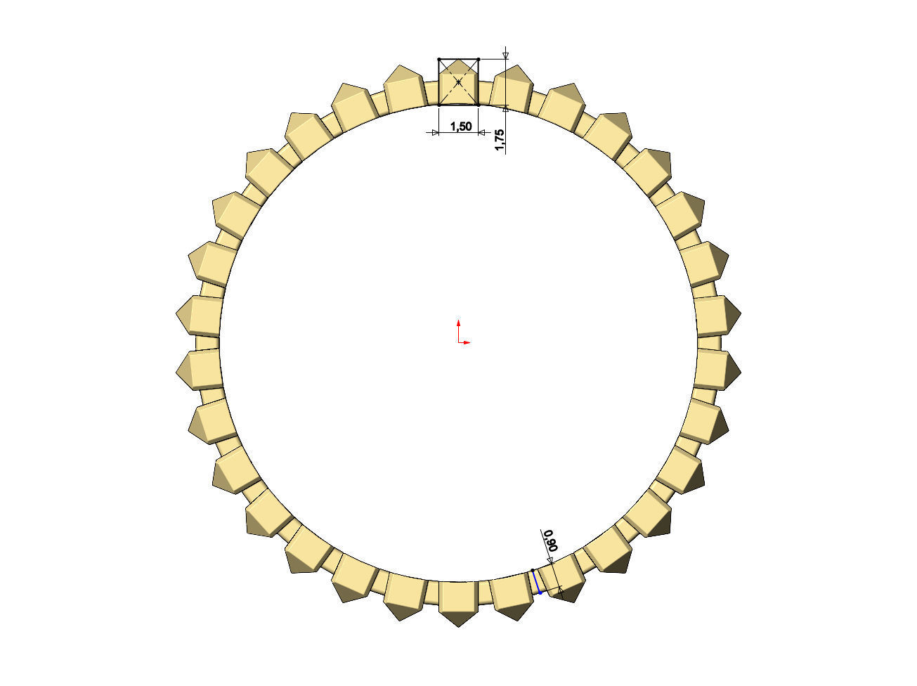 Faceted gold bar pattern band US size 6 7 8 3D print model_6