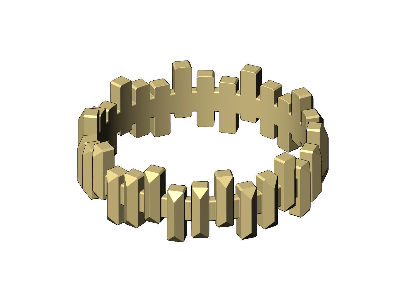 Faceted gold bar pattern band US size 6 7 8 3D print model_9