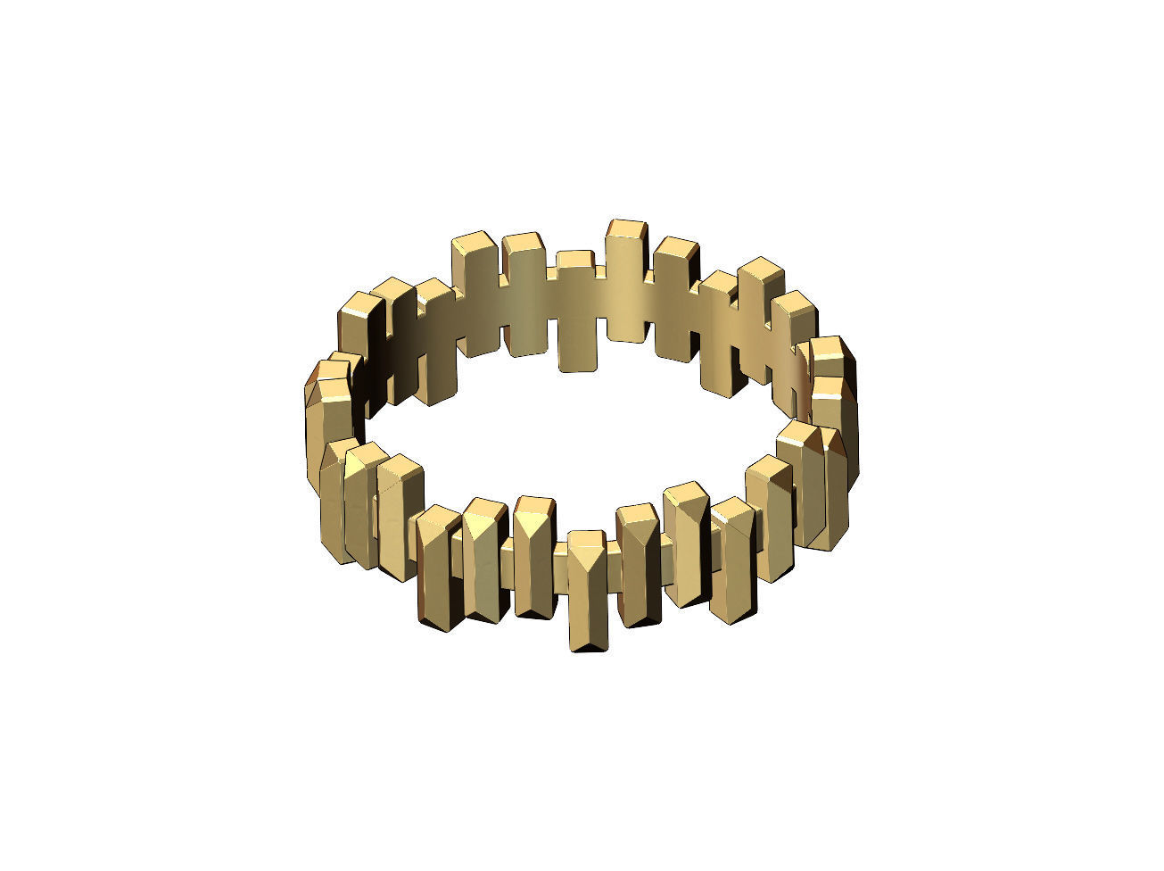 Faceted gold bar pattern band US size 6 7 8 3D print model_2