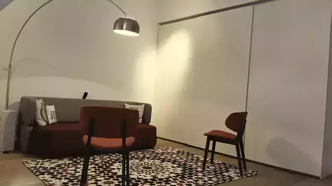 kitchen living room with two chairs and lamp