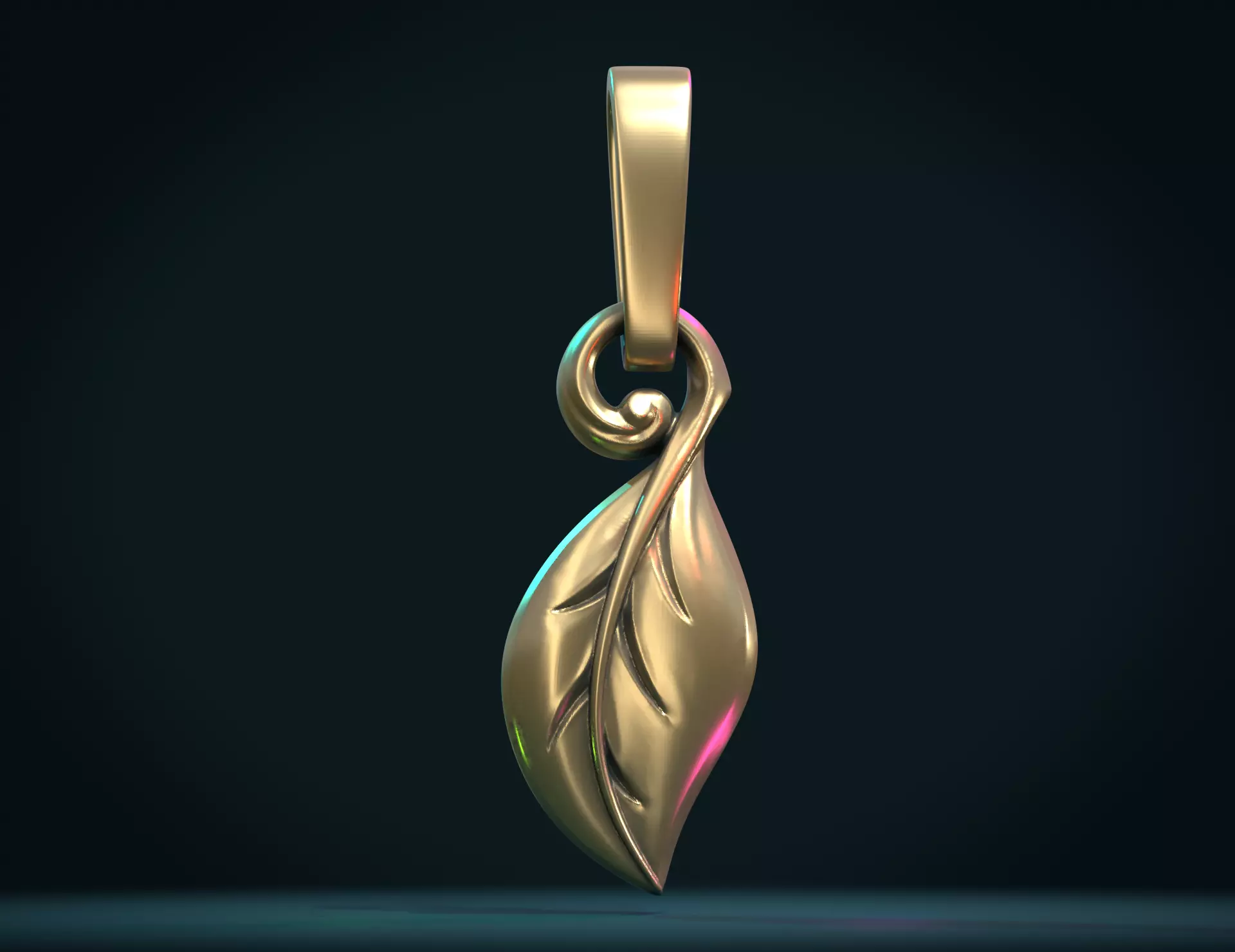 Leaf pendant II 3D print model_0