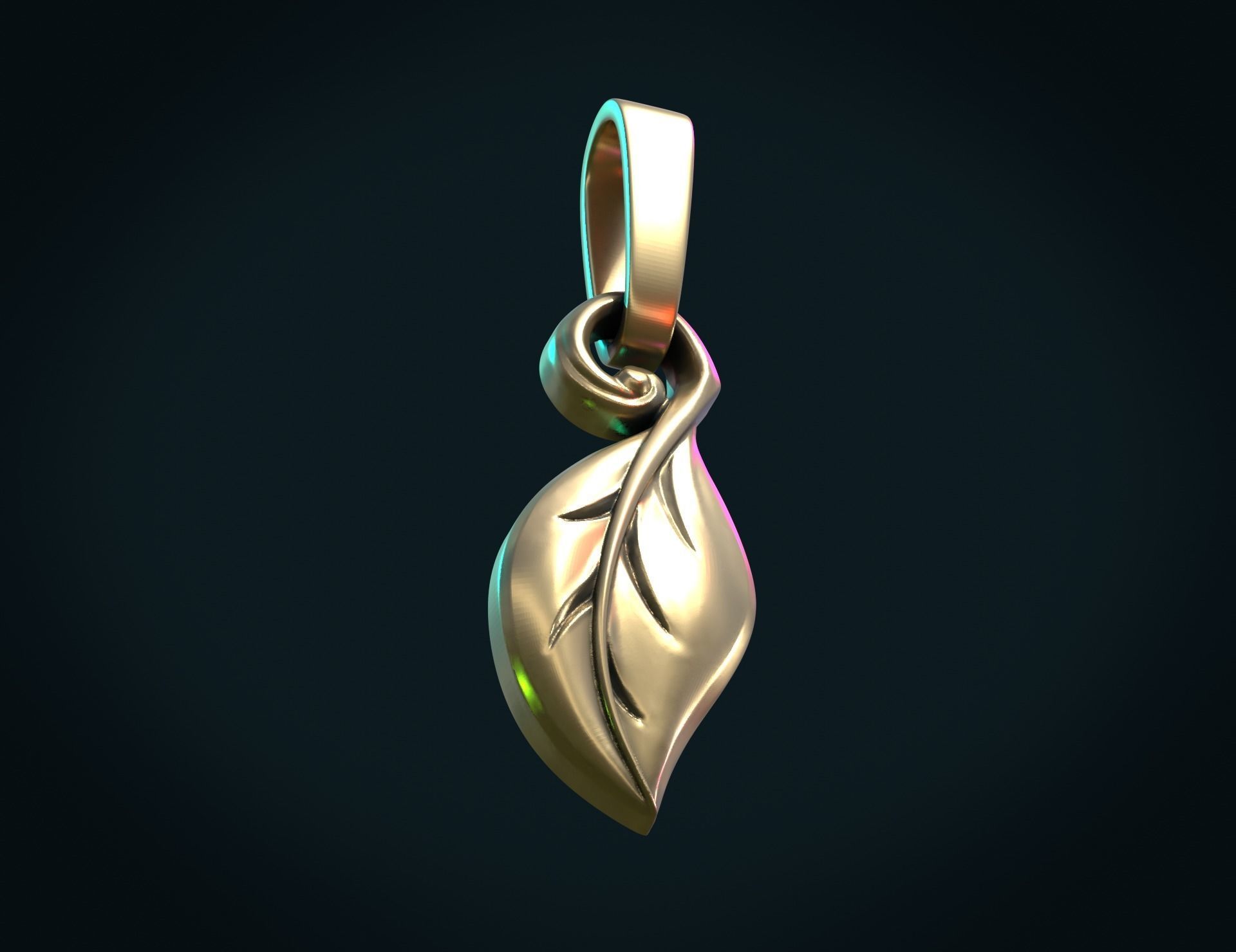 Leaf pendant II 3D print model_3