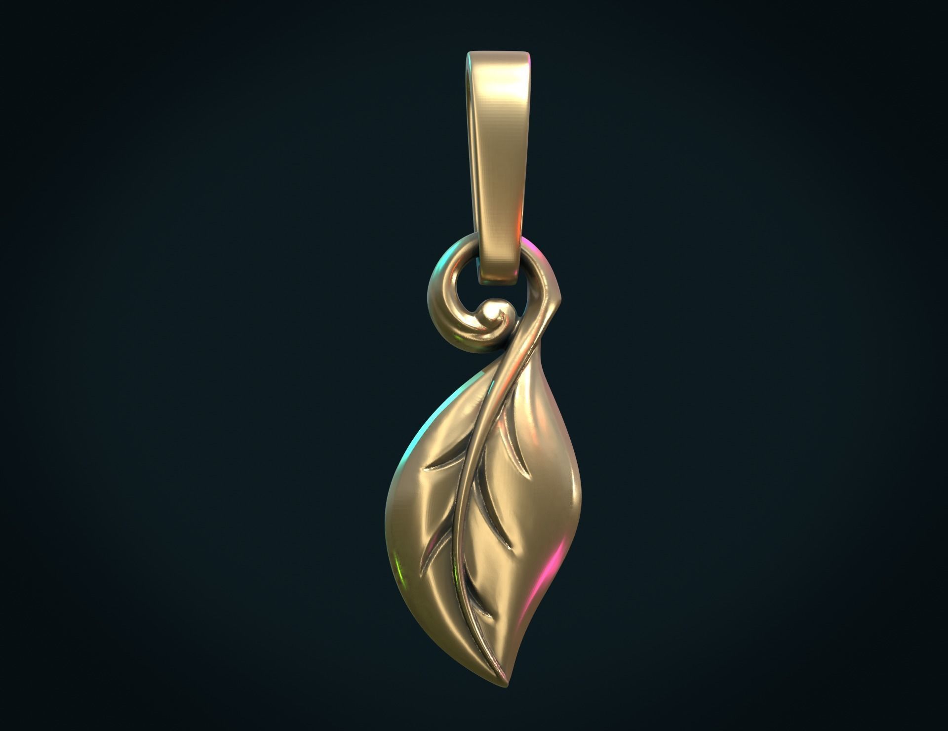 Leaf pendant II 3D print model_2