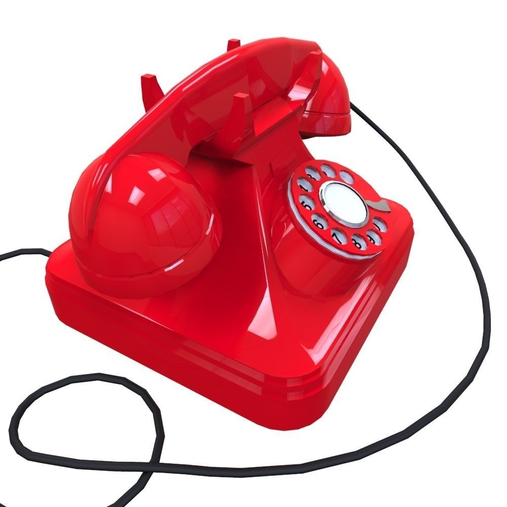 Rotary Phone Low-poly 3D model_1