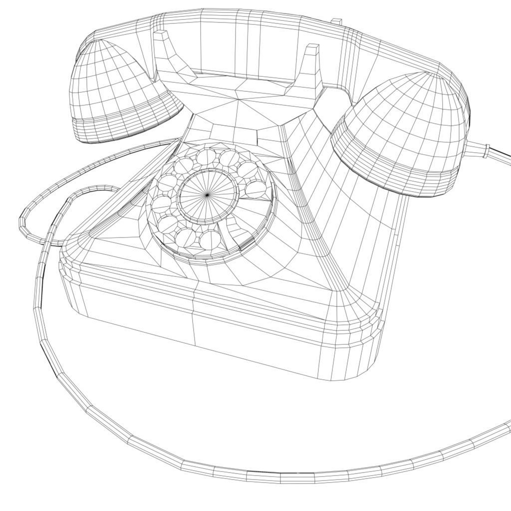 Rotary Phone Low-poly 3D model_4