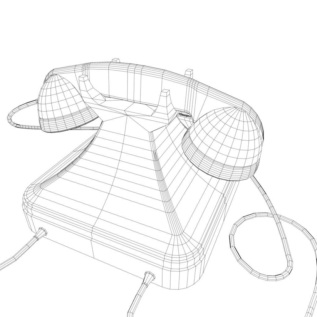 Rotary Phone Low-poly 3D model_5