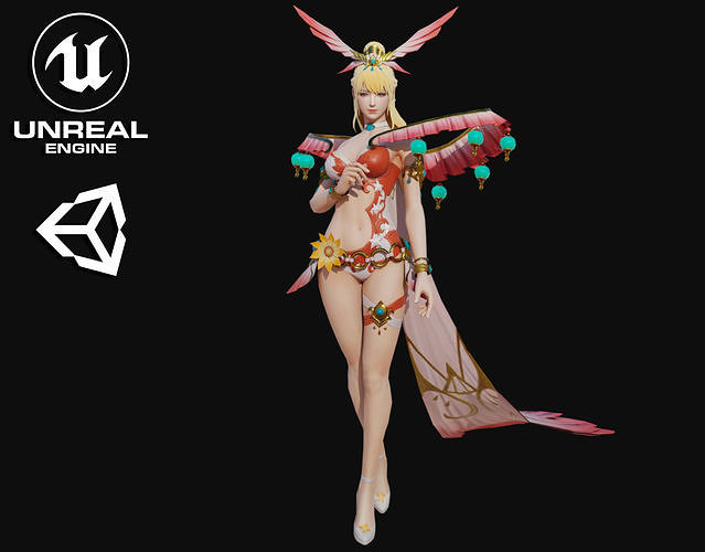 Nuwa Girl Low-poly 3D model