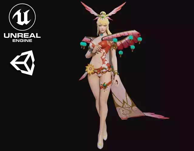 Nuwa Girl Low-poly 3D model