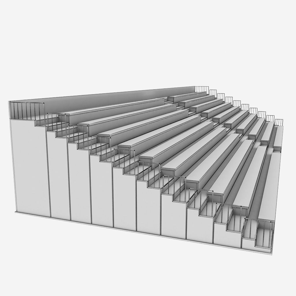 Stadium seating wooden tribune low poly Low-poly 3D model_8