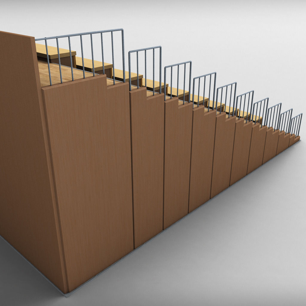Stadium seating wooden tribune low poly Low-poly 3D model_4