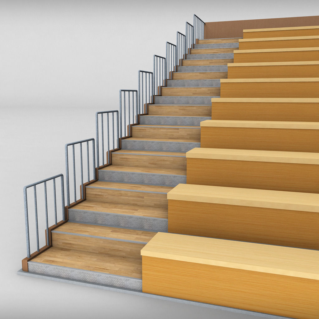 Stadium seating wooden tribune low poly Low-poly 3D model_5