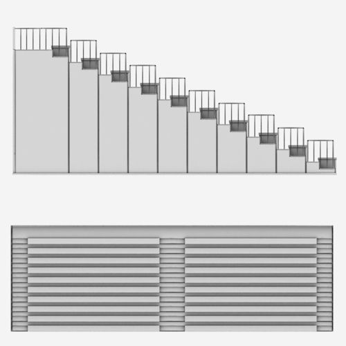 Stadium seating wooden tribune low poly Low-poly 3D model_6