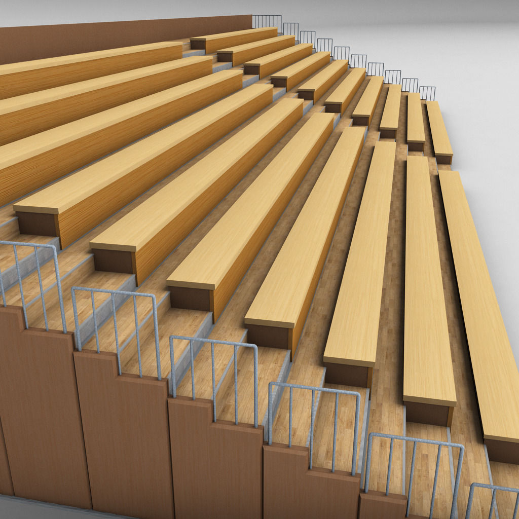 Stadium seating wooden tribune low poly Low-poly 3D model_1