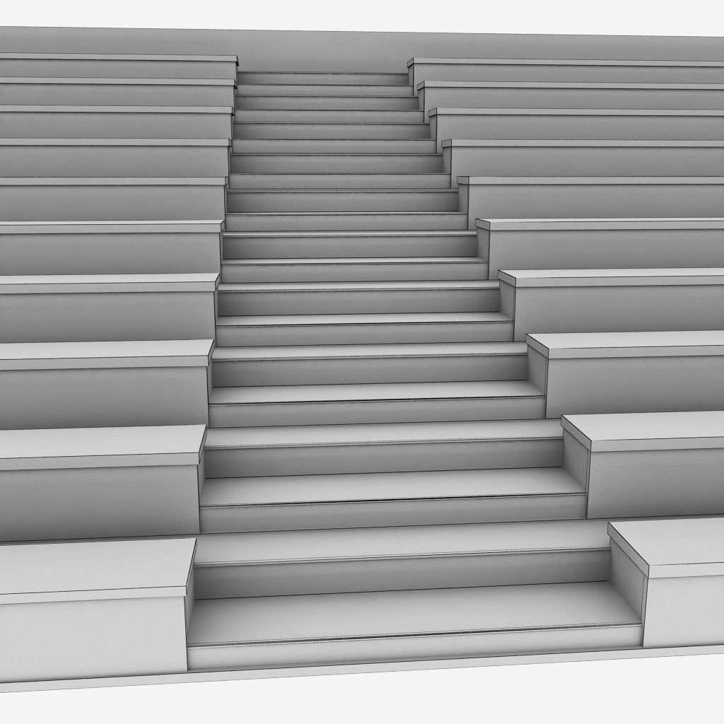 Stadium seating wooden tribune low poly Low-poly 3D model_7