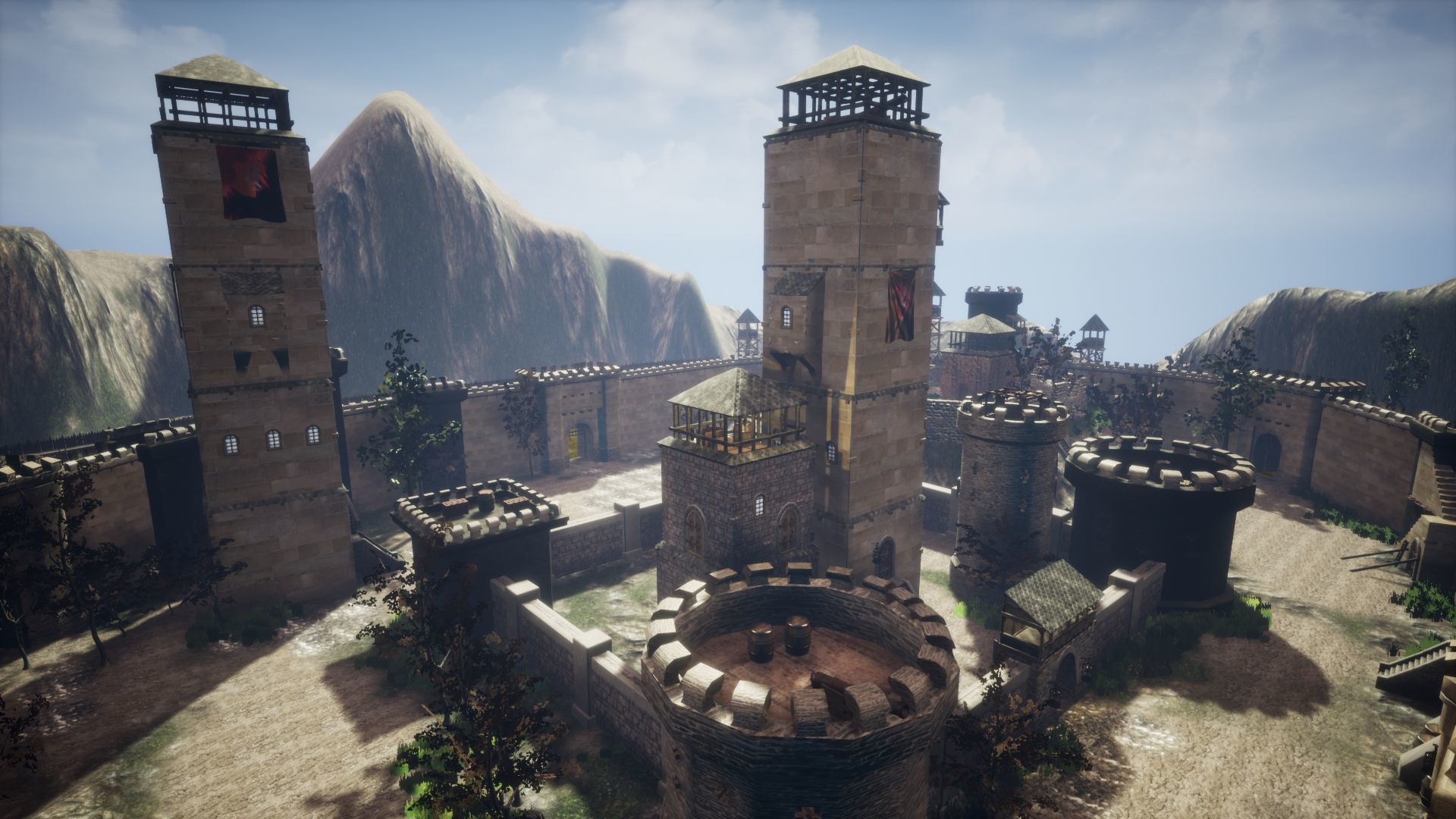 Walls and Towers Unreal Engine Low-poly 3D model_13