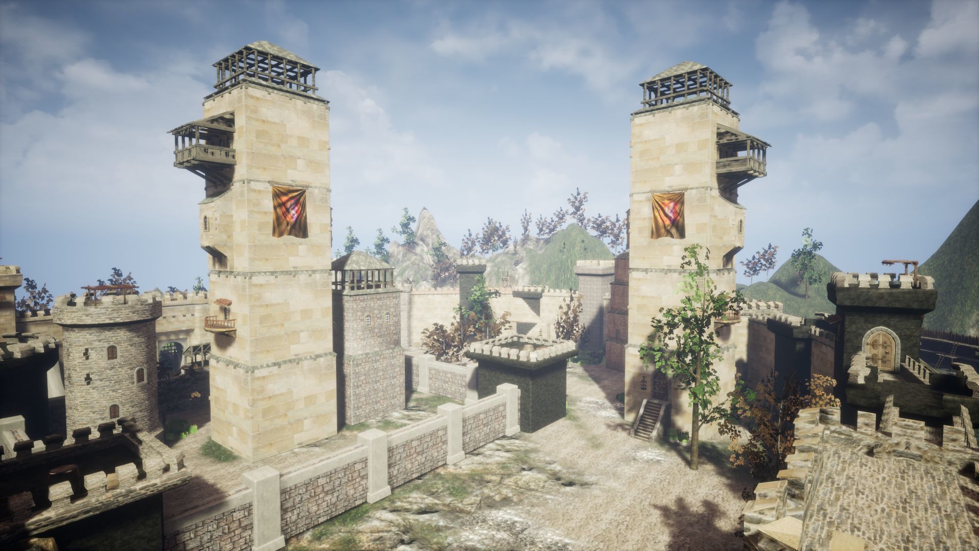 Walls and Towers Unreal Engine Low-poly 3D model_17