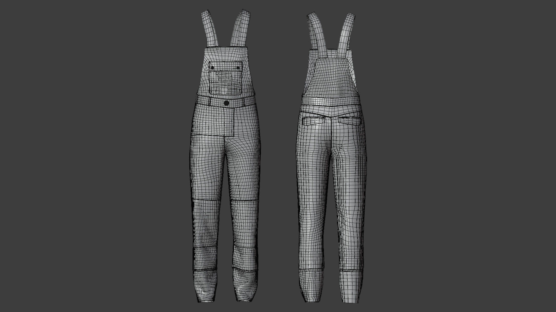 3D Mens Work Wear Mechanics Overalls Low-poly 3D model_11