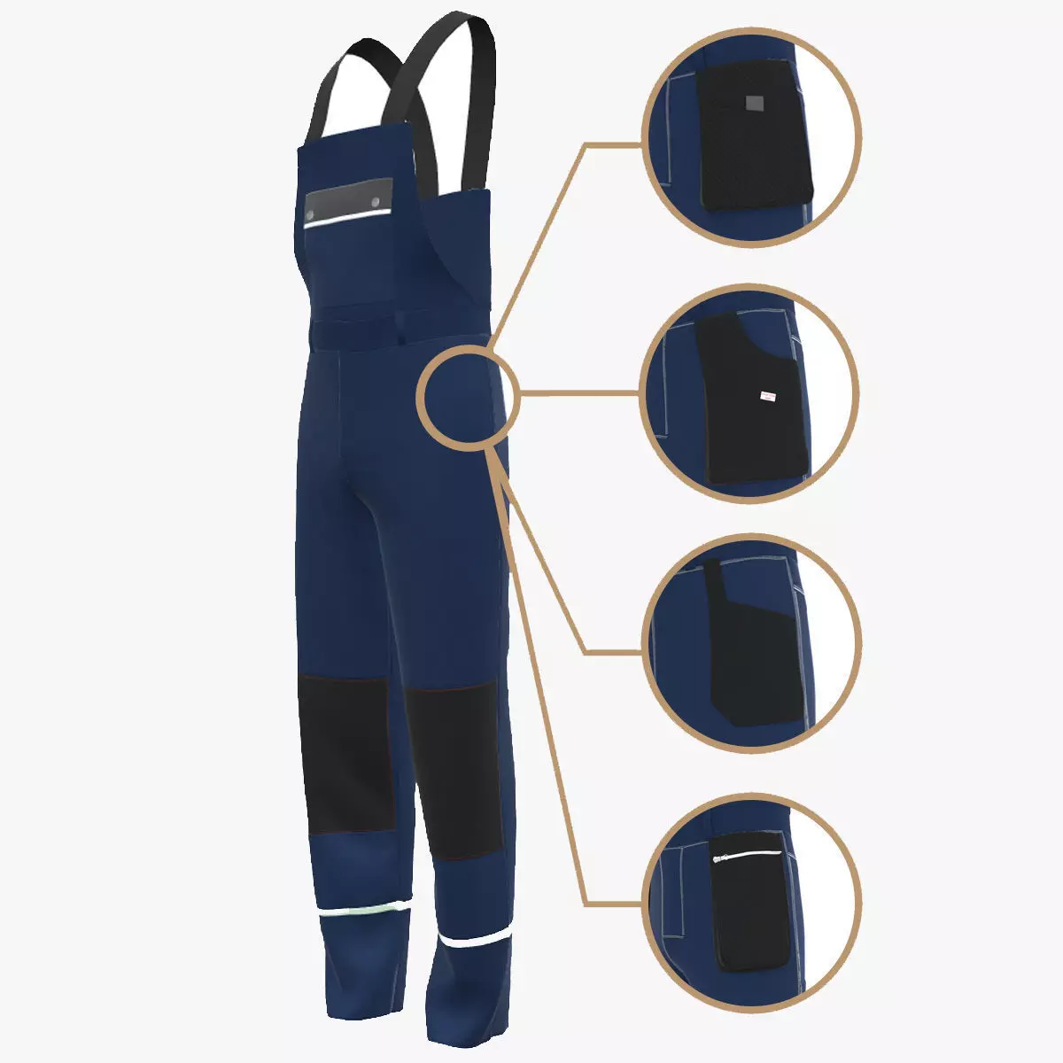 3D Mens Work Wear Mechanics Overalls Low-poly 3D model_0