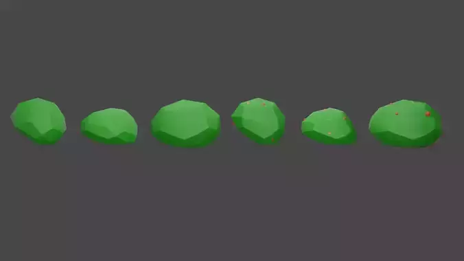 Low Poly Bushes group of rocks