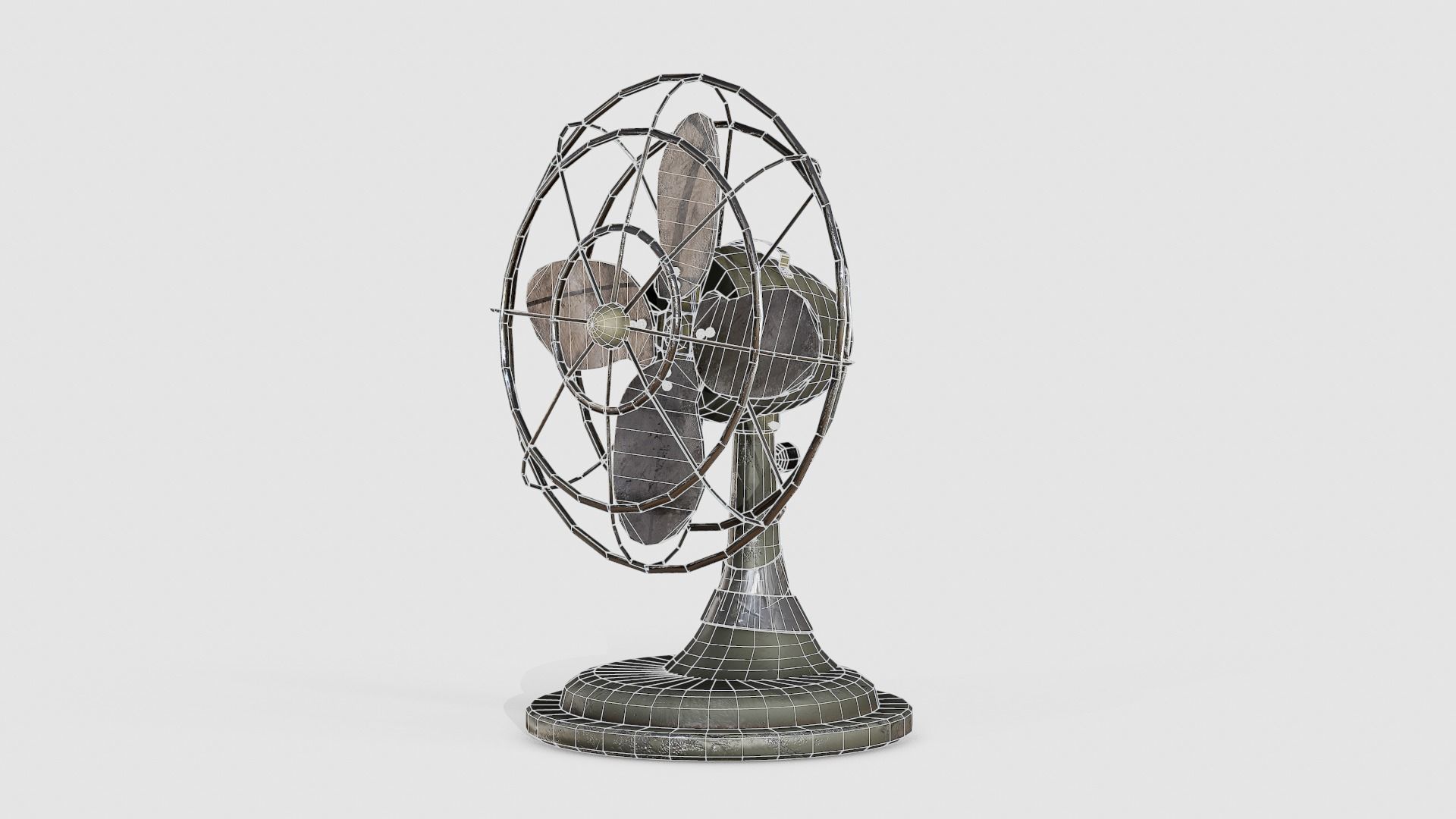 WW2 military Desk Fan Low-poly 3D model_8