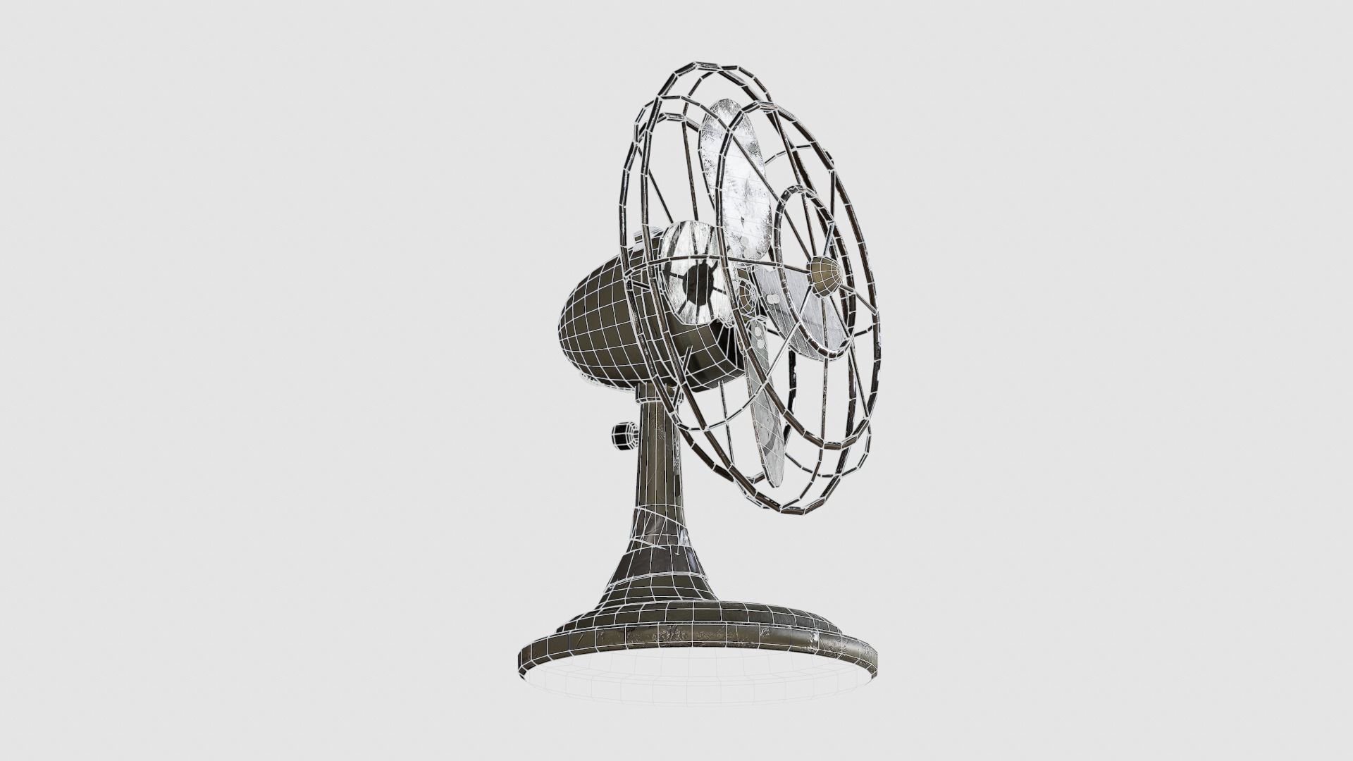 WW2 military Desk Fan Low-poly 3D model_9