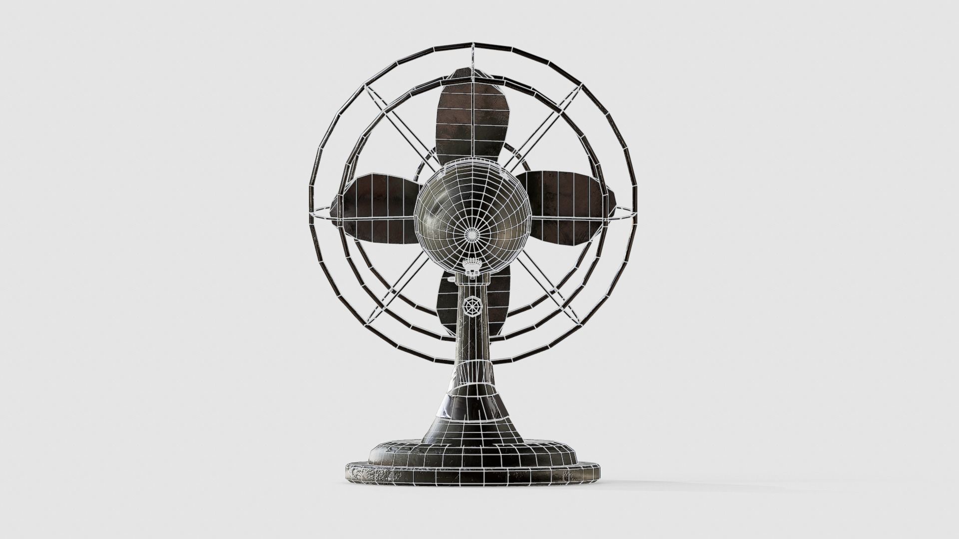 WW2 military Desk Fan Low-poly 3D model_10
