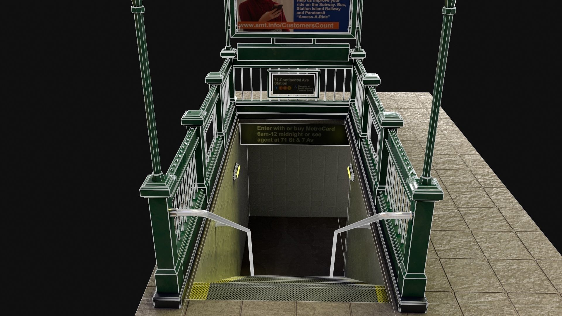 Subway Entrance - Street Props PBR Low-poly 3D model_11