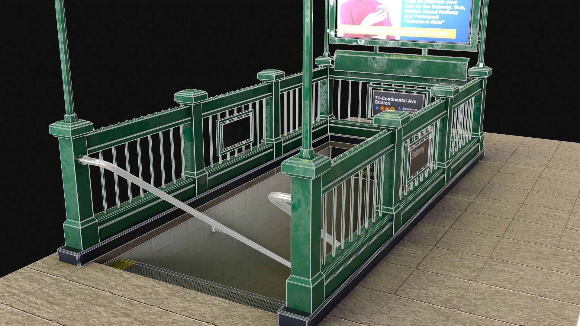 Subway Entrance - Street Props PBR Low-poly 3D model_14