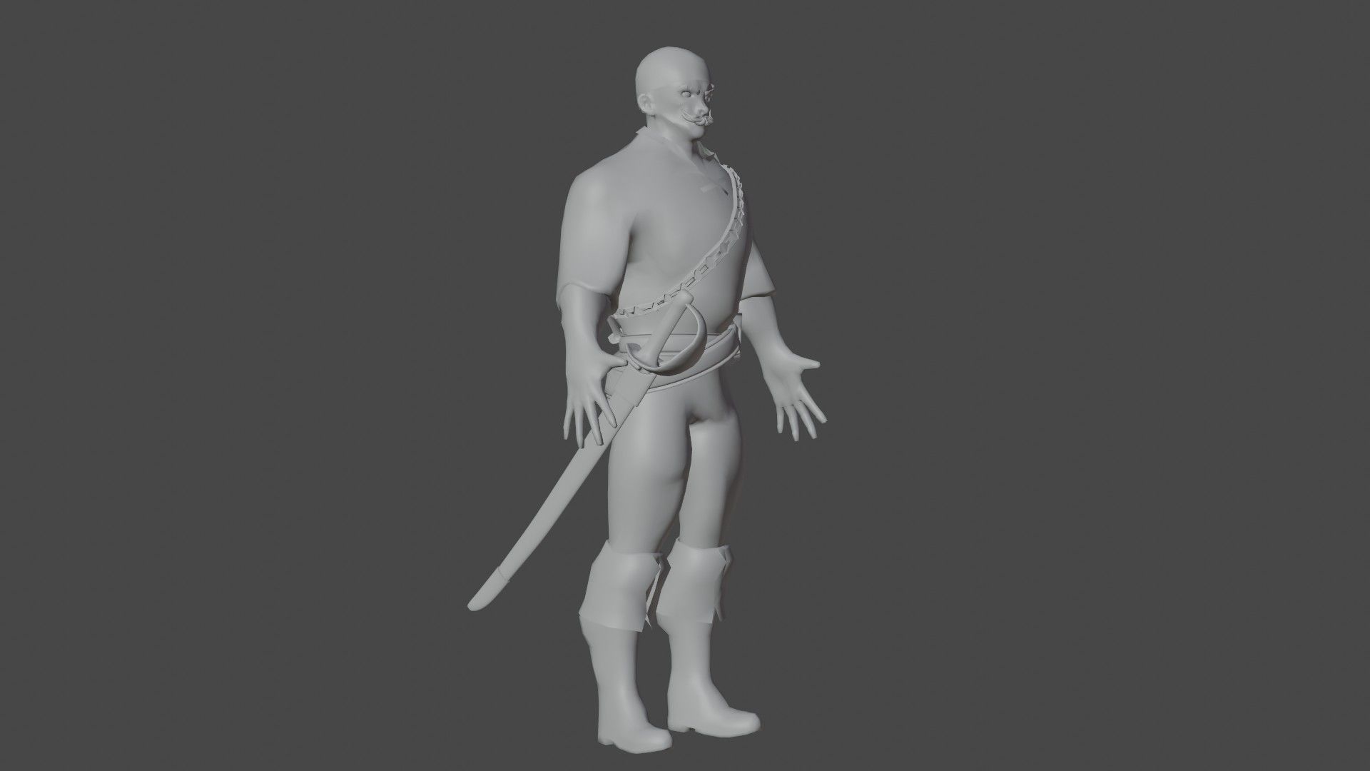 Pirate Boatswain Low-poly 3D model_28