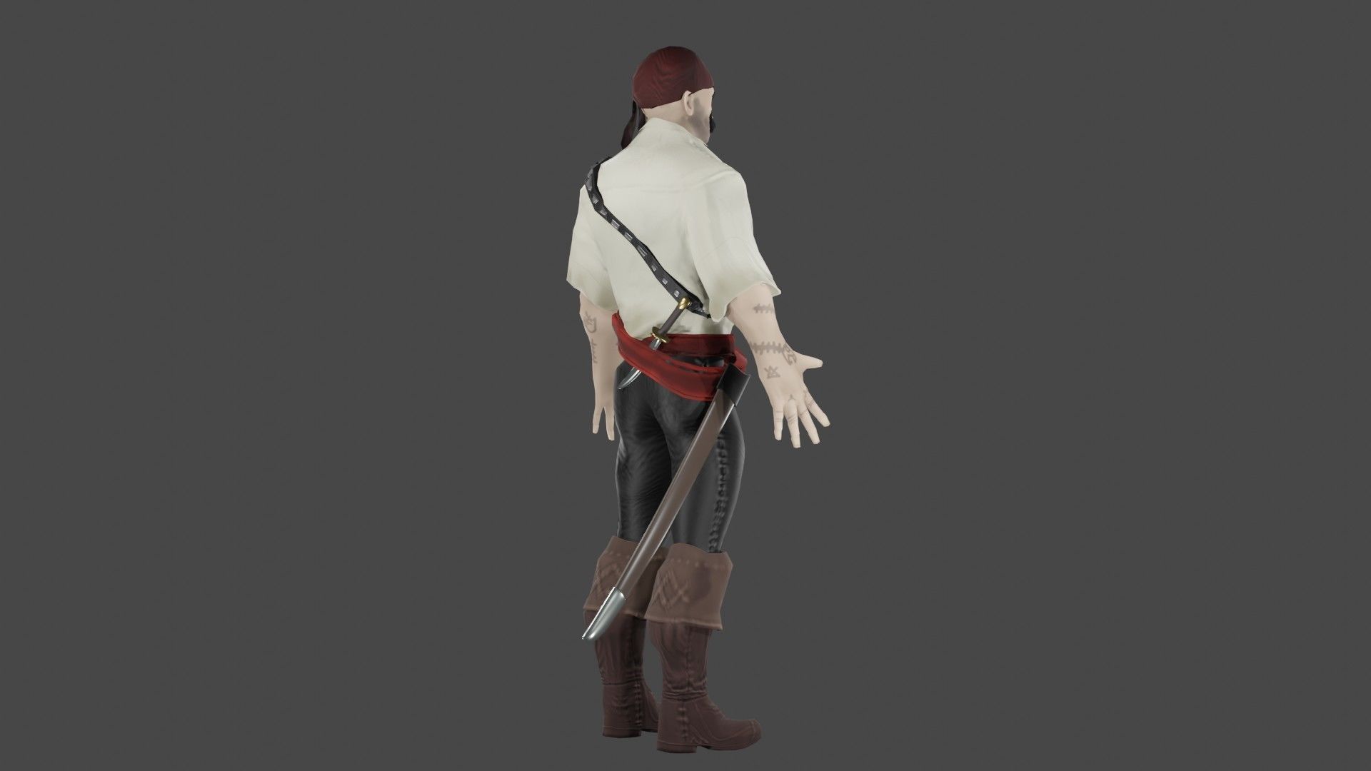 Pirate Boatswain Low-poly 3D model_11
