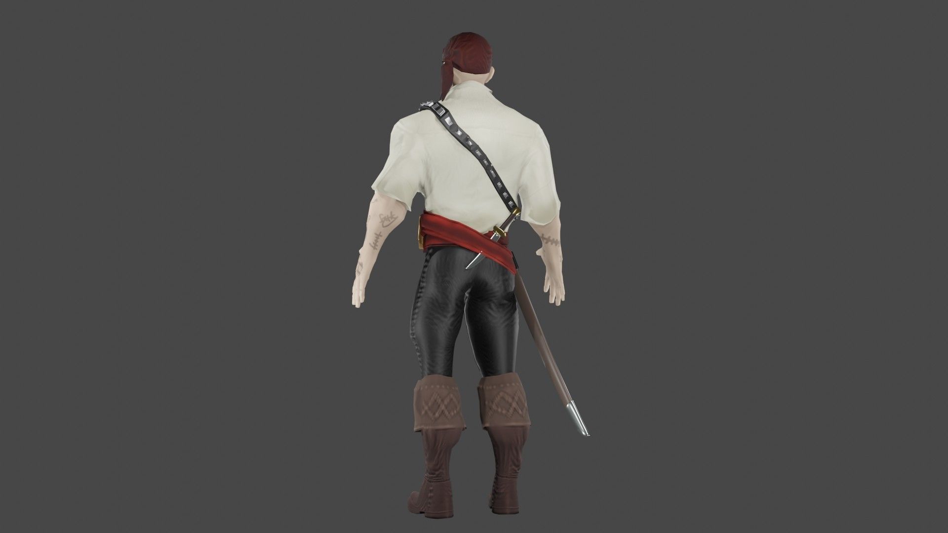 Pirate Boatswain Low-poly 3D model_9
