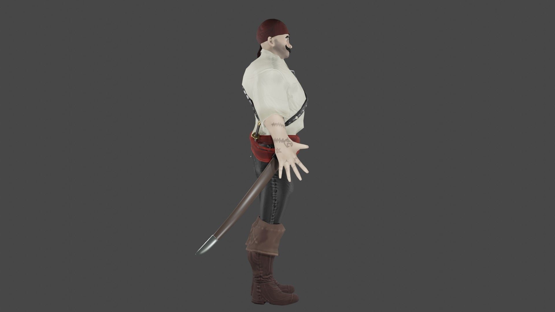 Pirate Boatswain Low-poly 3D model_12