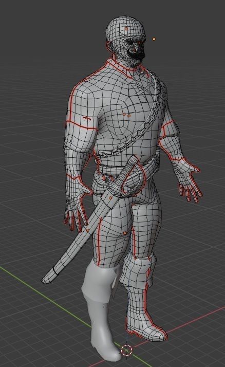 Pirate Boatswain Low-poly 3D model_56