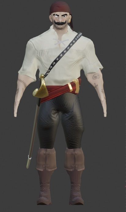 Pirate Boatswain Low-poly 3D model_38