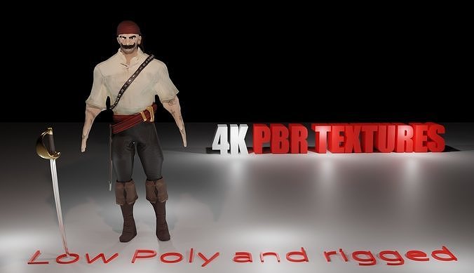 Pirate Boatswain Low-poly 3D model