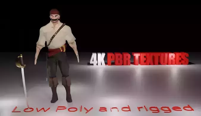 Pirate Boatswain Low-poly 3D model