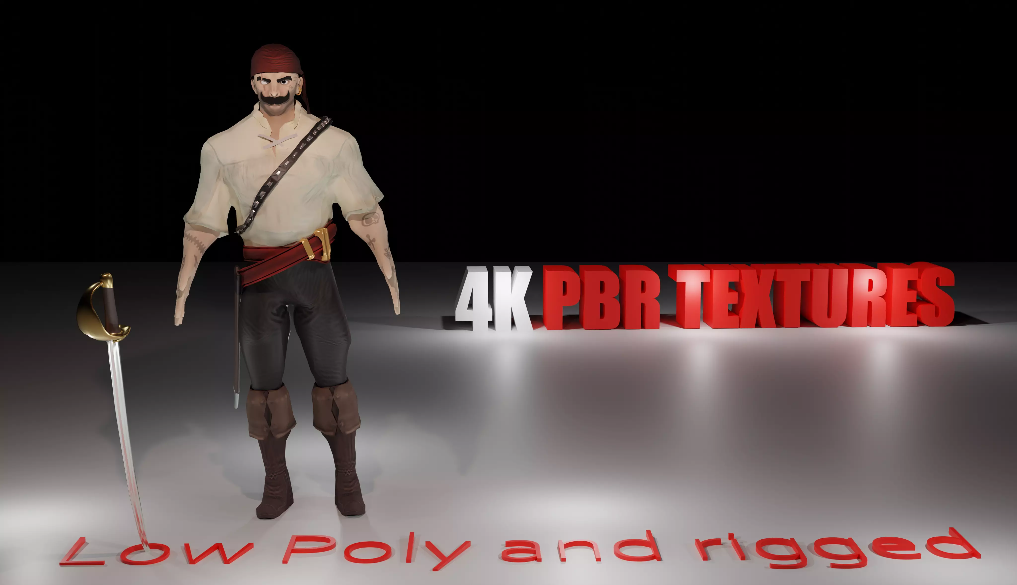 Pirate Boatswain Low-poly 3D model_0