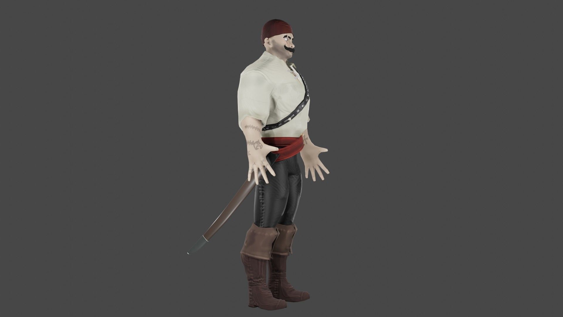 Pirate Boatswain Low-poly 3D model_13