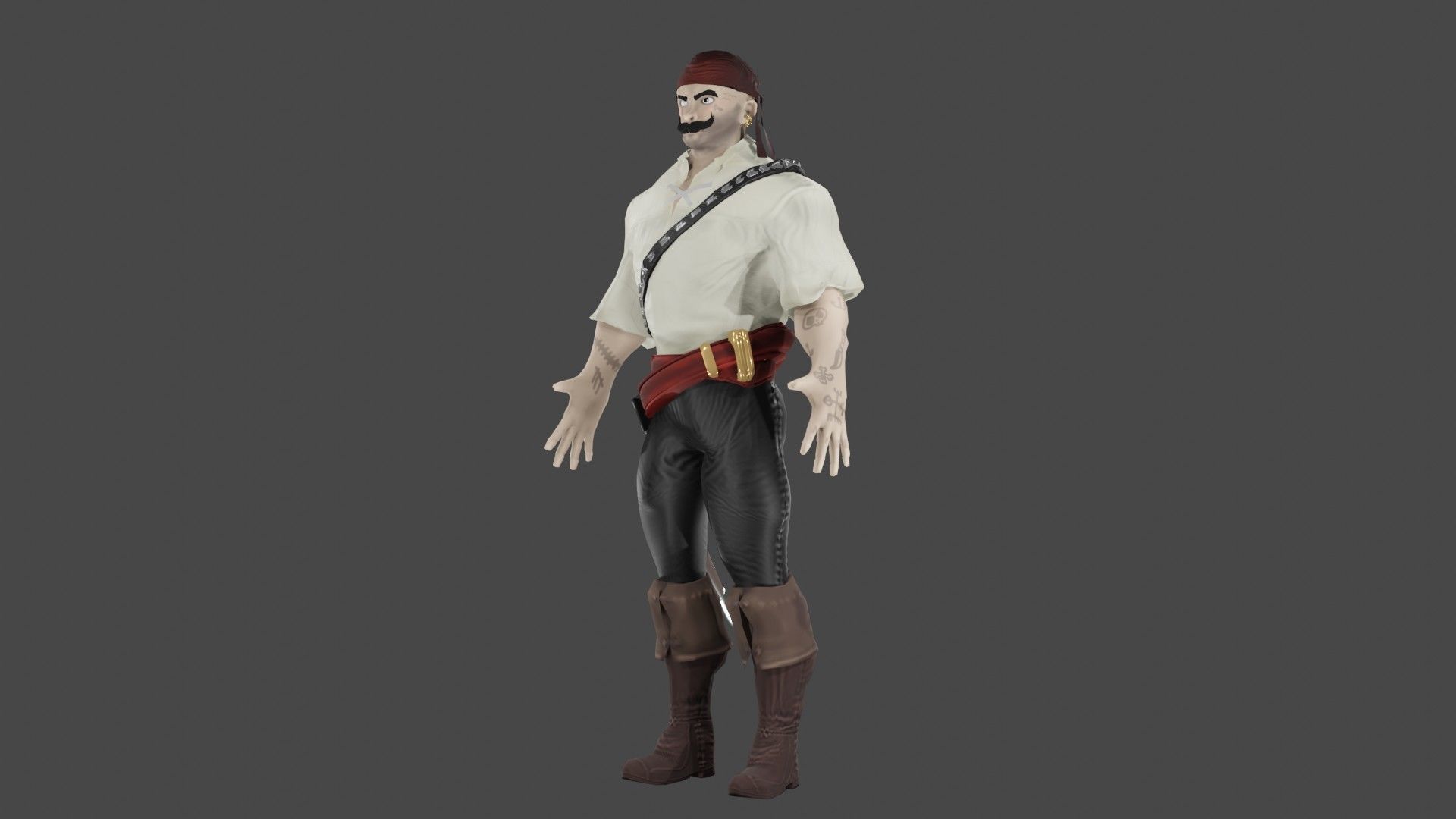 Pirate Boatswain Low-poly 3D model_5