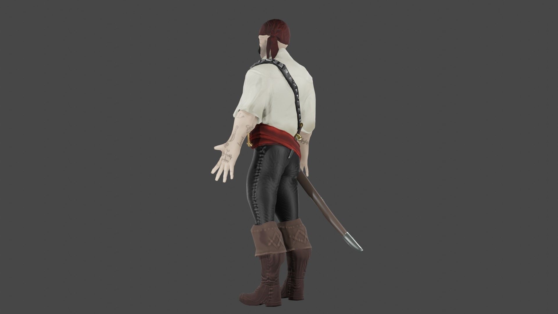 Pirate Boatswain Low-poly 3D model_8