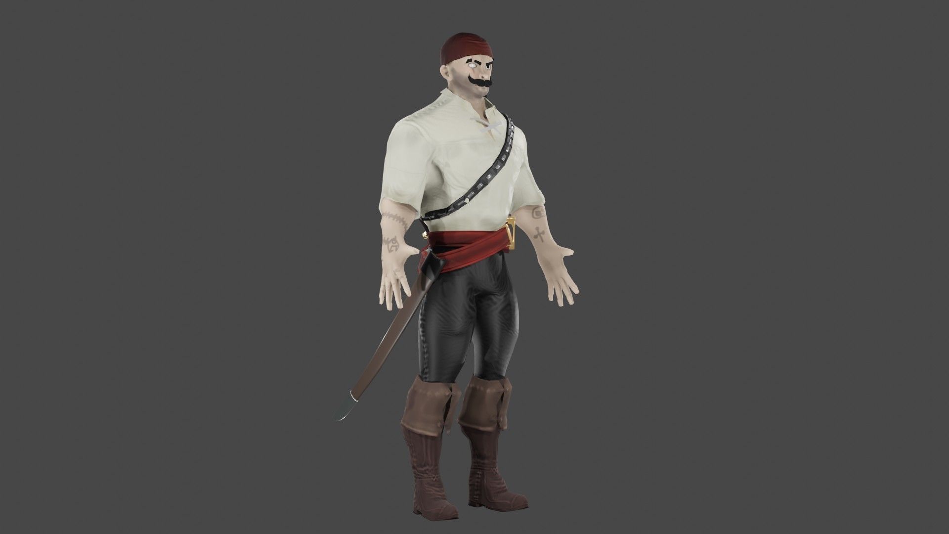Pirate Boatswain Low-poly 3D model_14