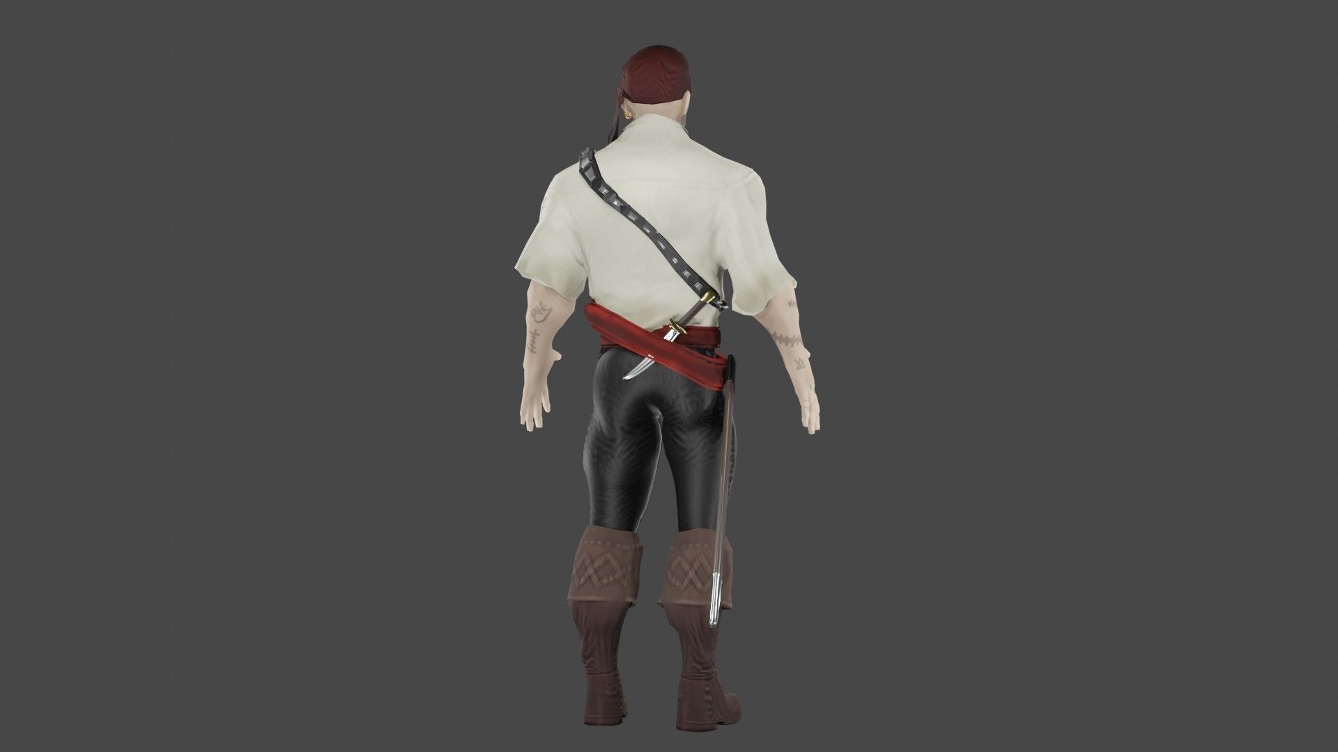 Pirate Boatswain Low-poly 3D model_10