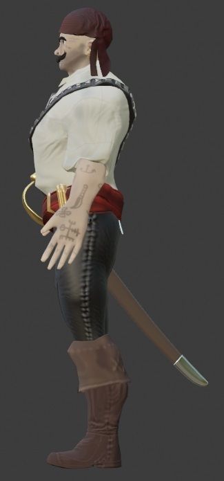 Pirate Boatswain Low-poly 3D model_40
