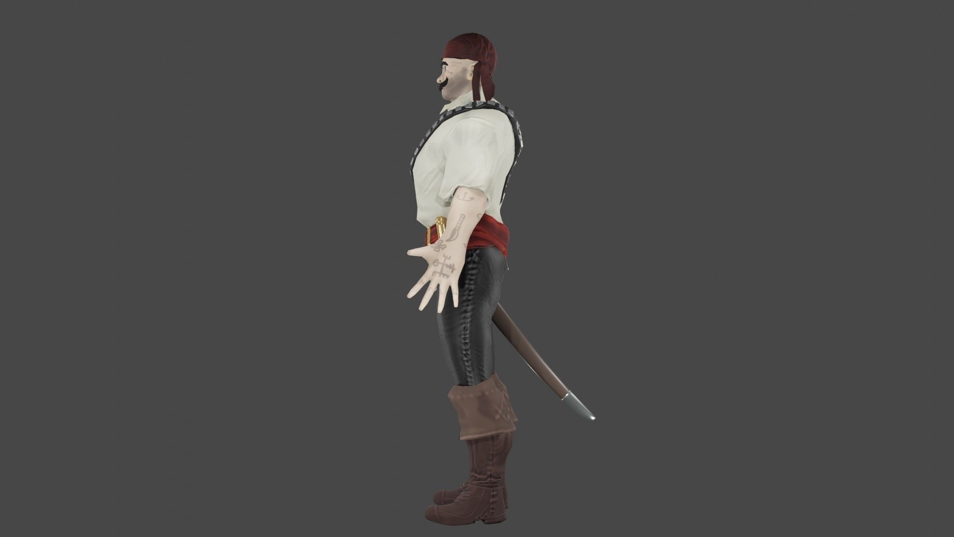 Pirate Boatswain Low-poly 3D model_7