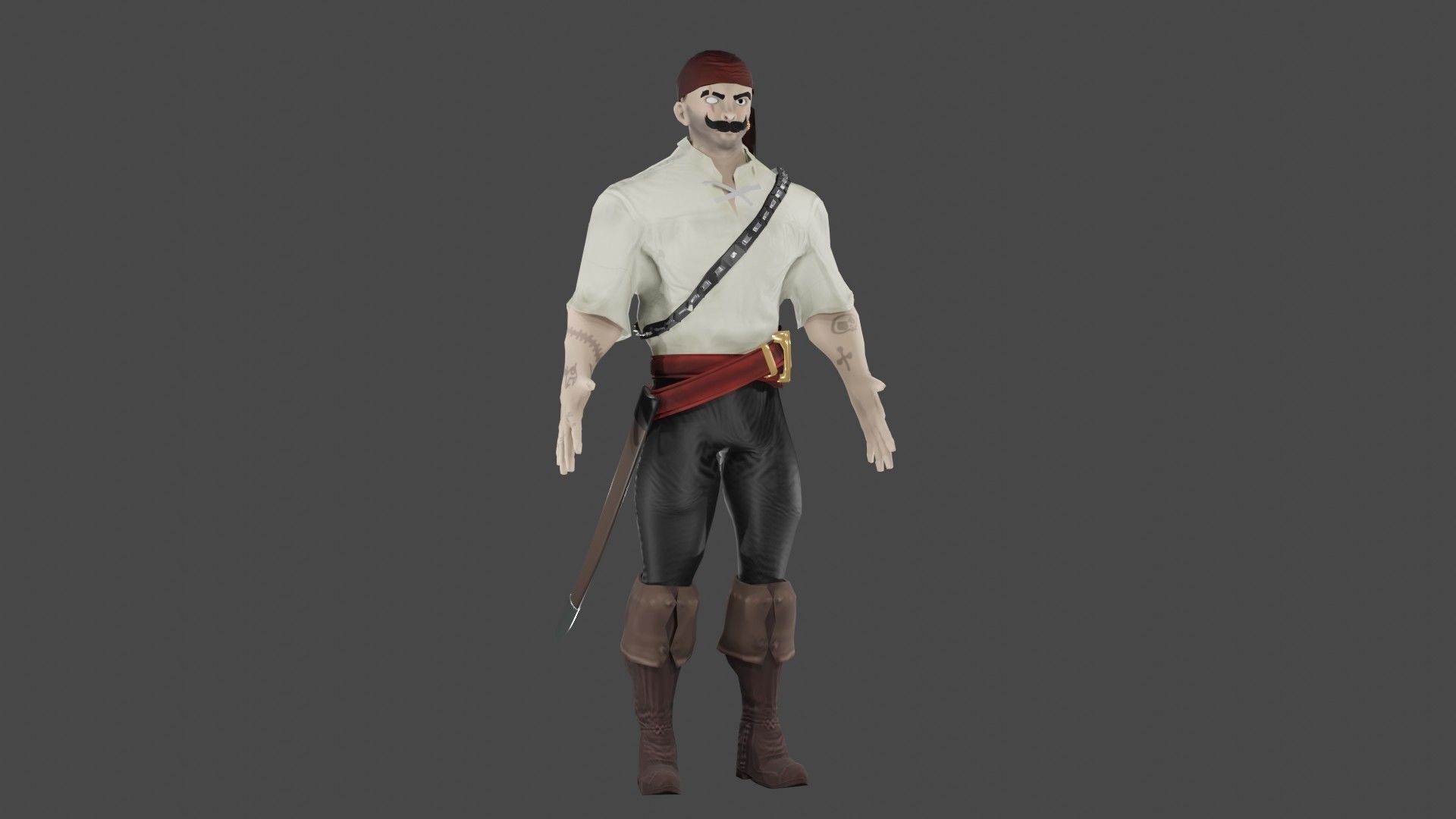 Pirate Boatswain Low-poly 3D model_15
