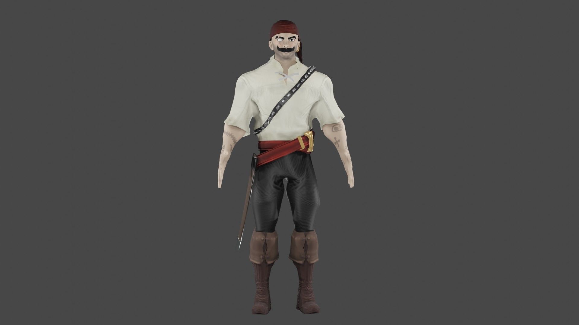 Pirate Boatswain Low-poly 3D model_16